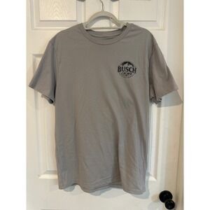 Busch Light Mens Gray Black Lab Dog Graphic T-Shirt Size Medium Beer Merch